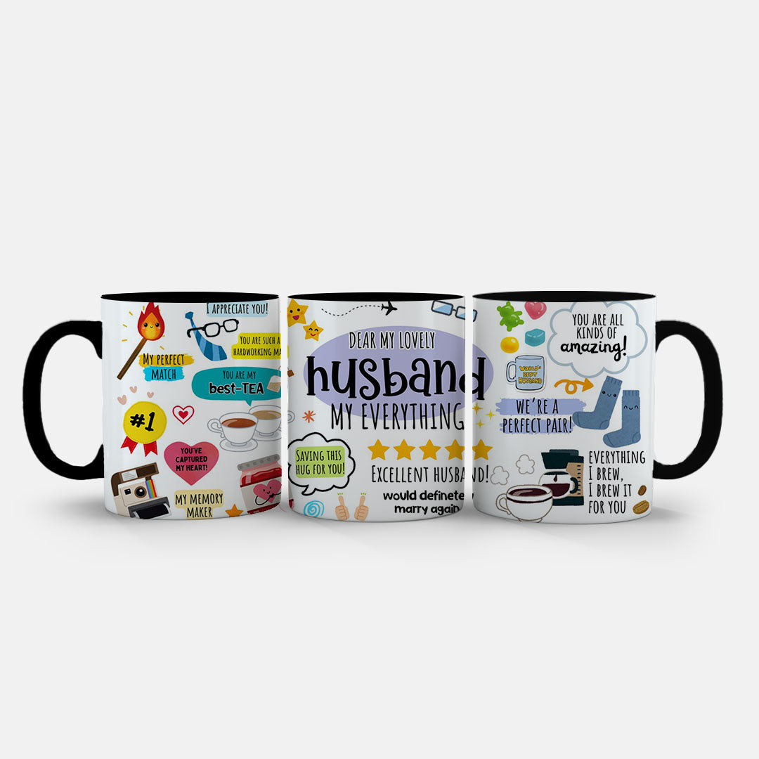 11oz Ceramic Mug Yellow - Bright cheerful mug design celebrating marriage and togetherness