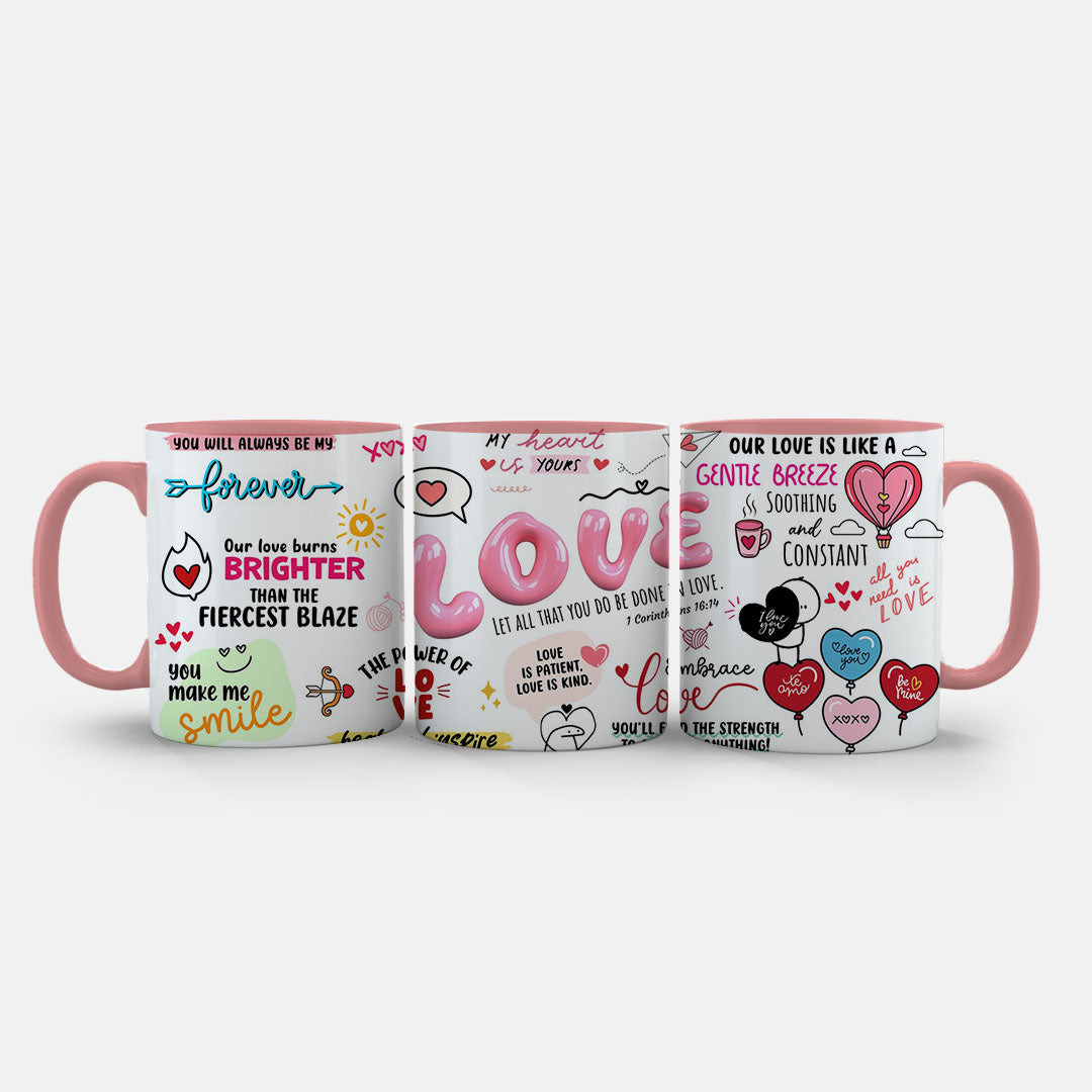 11oz Ceramic Mug Blue - 'Our Love is Like a Gentle Breeze' quote with hot air balloon