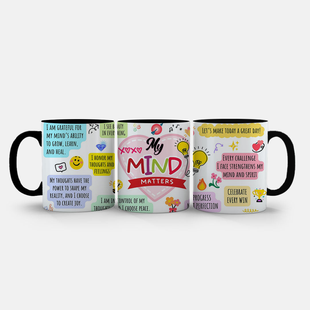 11oz Mug Colours - Complete affirmation design celebrating mental strength and progress