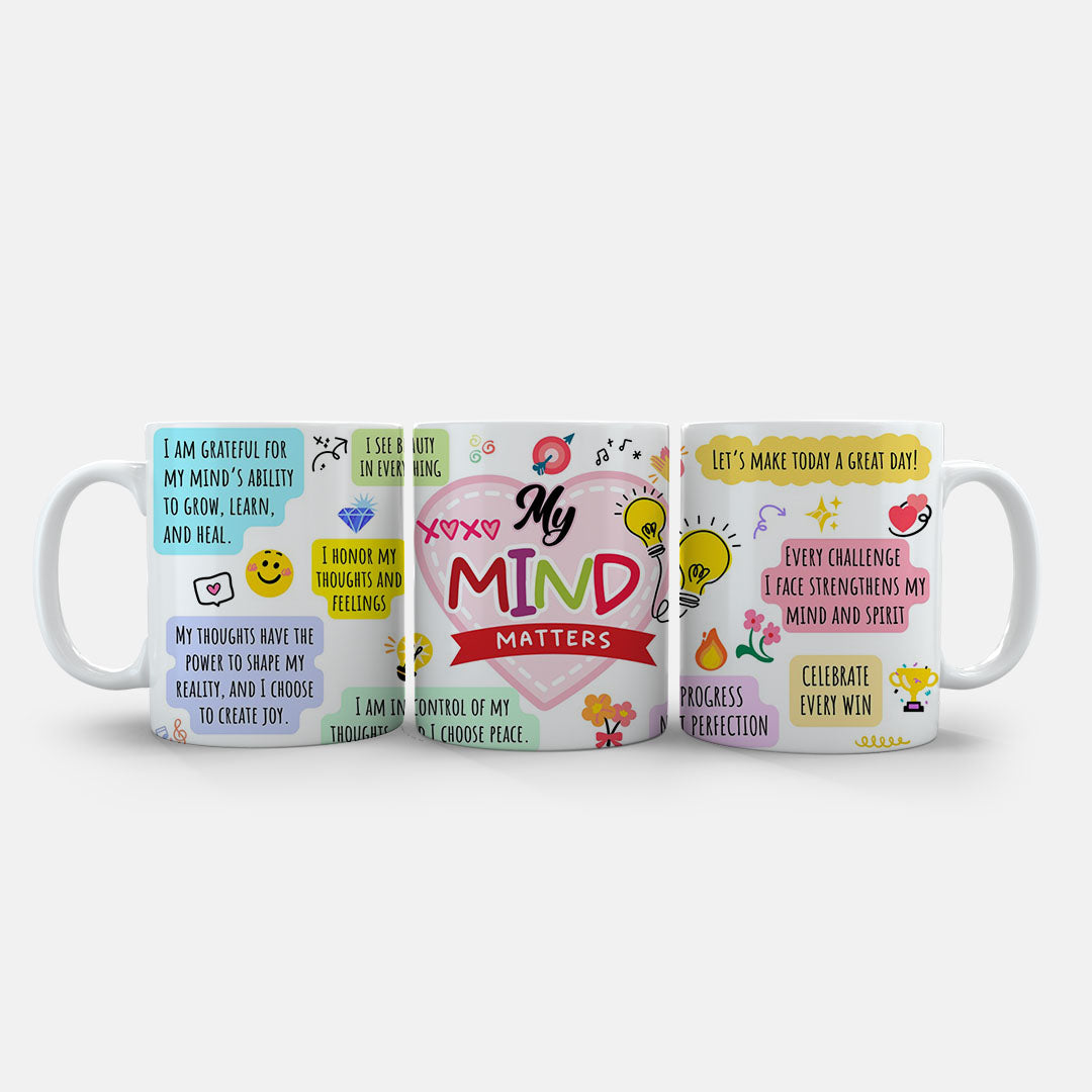 11oz Mug Colours - Full motivational quote design in playful hand-drawn illustration style