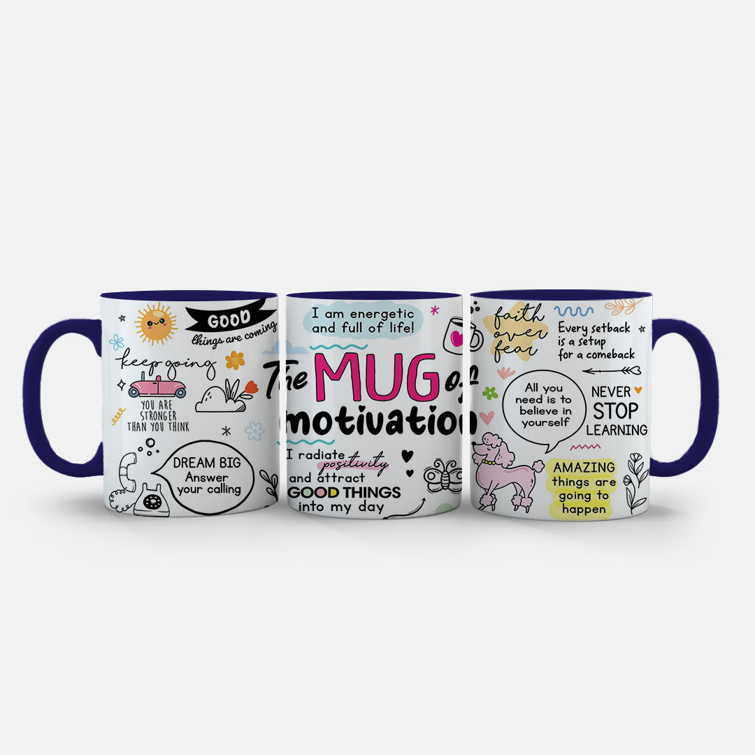11oz Ceramic Mug White - Uplifting quotes artwork with butterflies, poodles and hand-lettered text on ceramic