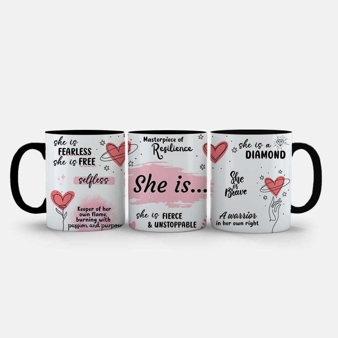 11oz Ceramic Mug White - Brave and unstoppable affirmation design on 11oz ceramic mug
