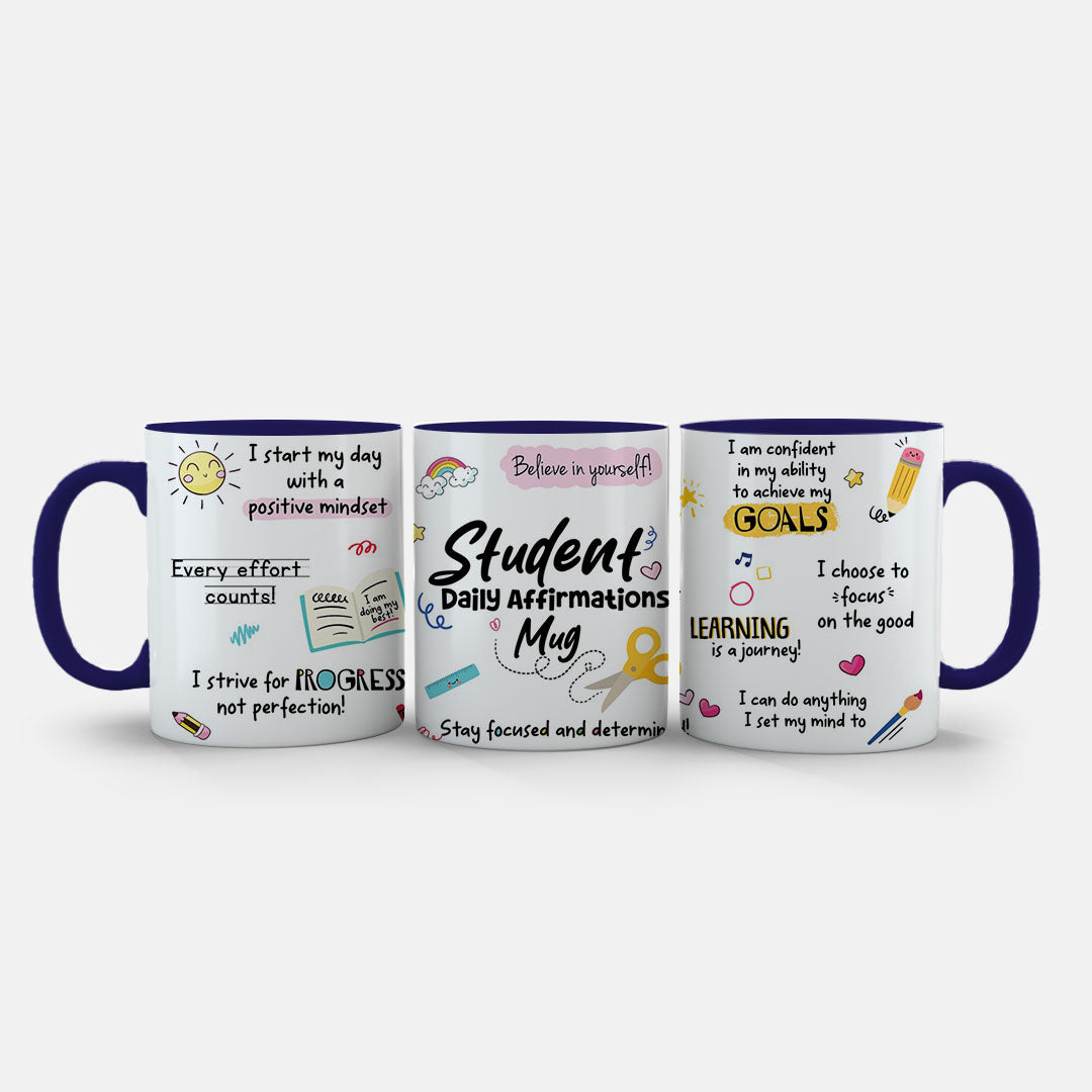 11oz Ceramic Mug - Student Daily Affirmations design with goal-setting and confidence quotes