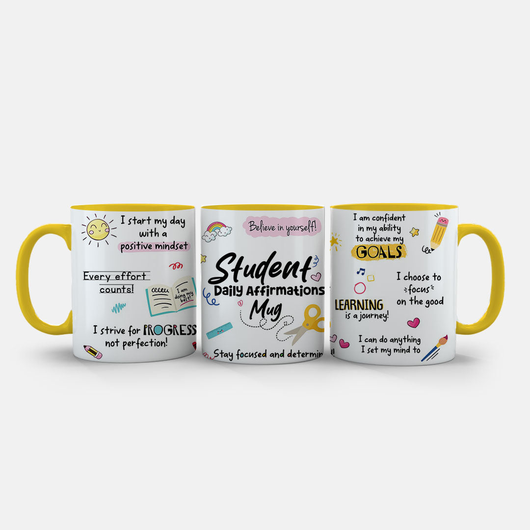 11oz Ceramic Mug - motivational artwork featuring 'believe in yourself' and learning journey messages