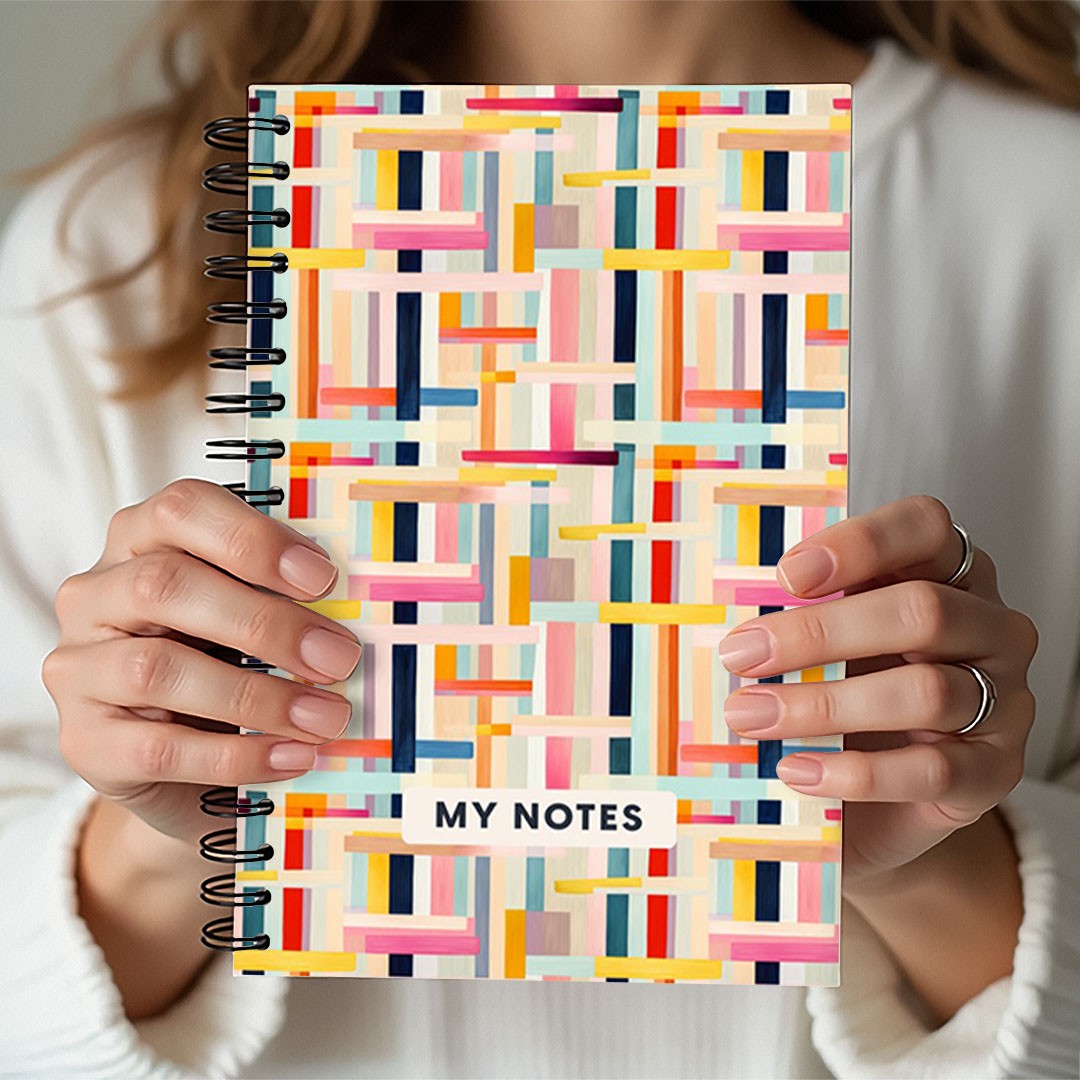 Abstract Geometric Mosaic A5 Spiral Notebook Lined Journal