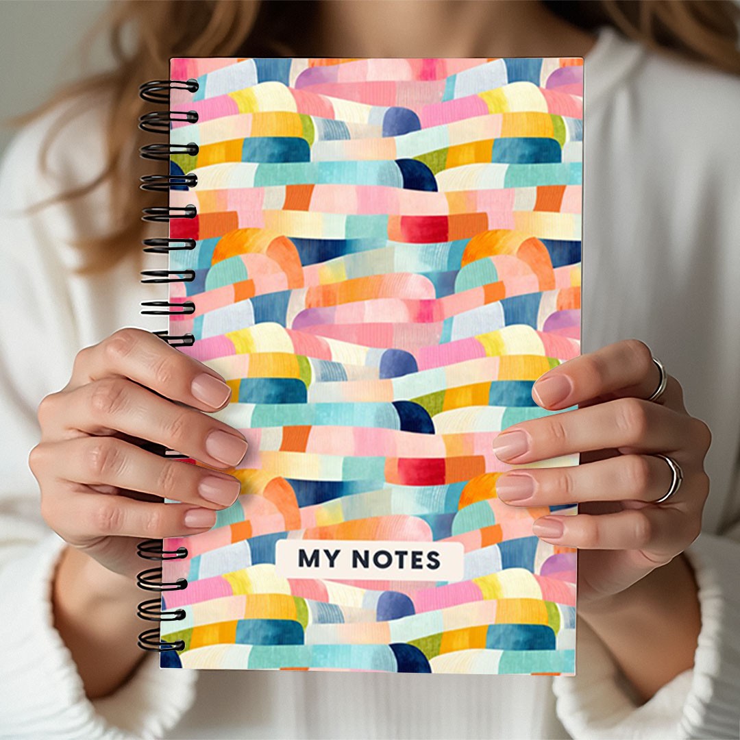 Colourful Abstract Stripes A5 Spiral Notebook, Lined Journal for Creative Writing