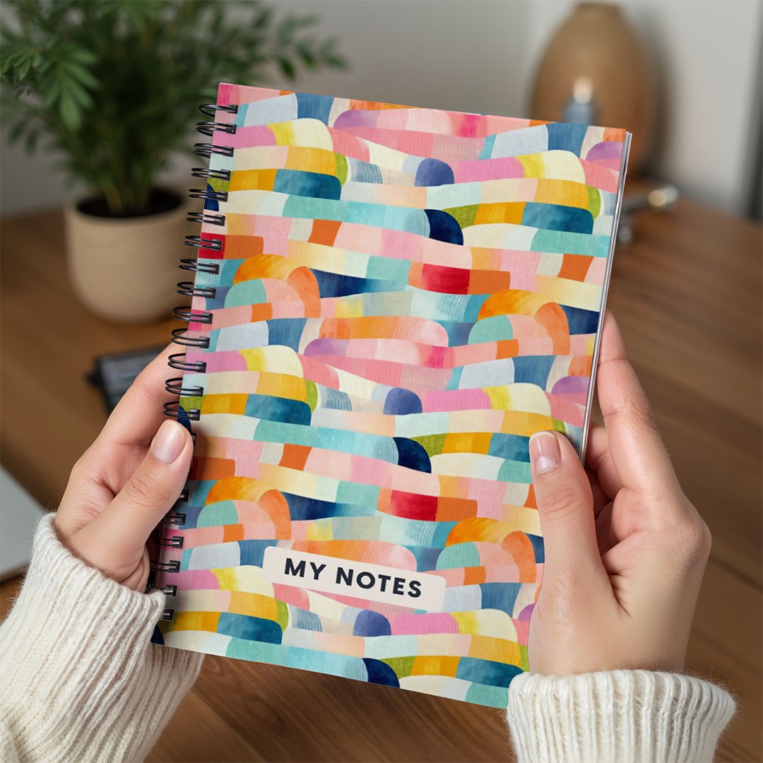 Colourful Abstract Stripes A5 Spiral Notebook, Lined Journal for Creative Writing
