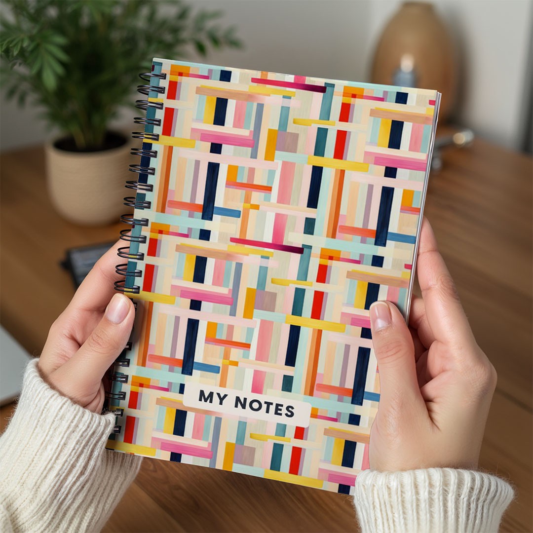 Abstract Geometric Mosaic A5 Spiral Notebook Lined Journal