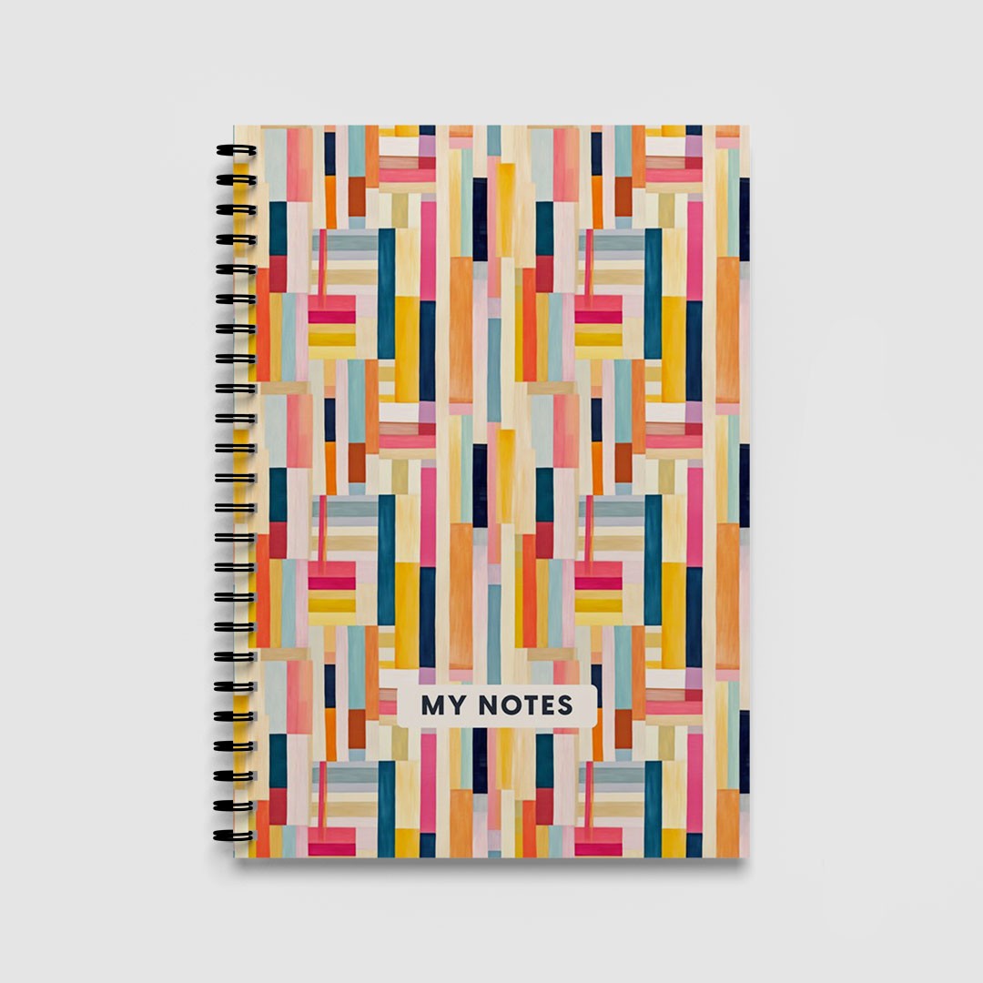Colourful Abstract Stripes A5 Spiral Notebook, Lined Journal for School and Work