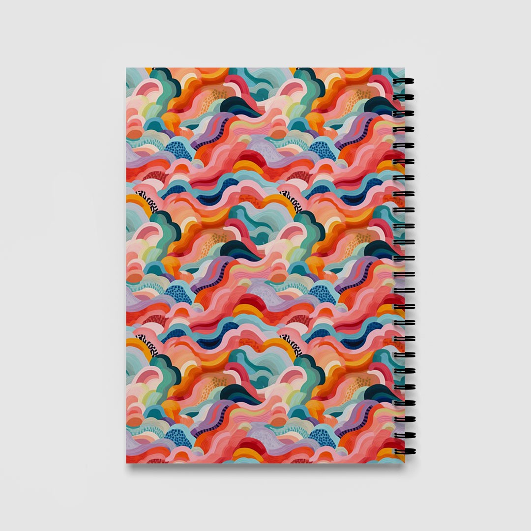 Colourful Abstract Waves A5 Spiral Notebook, Lined Journal for School and Work