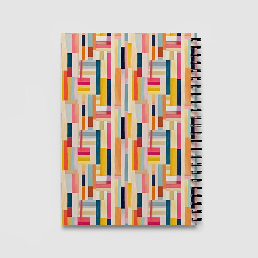 Colourful Abstract Stripes A5 Spiral Notebook, Lined Journal for School and Work