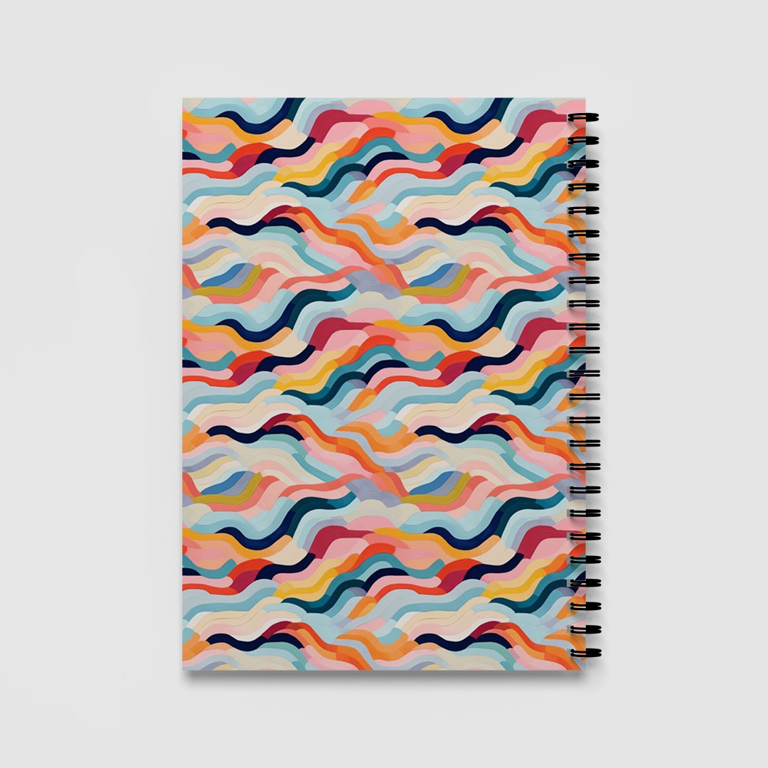 Colourful Wave Pattern A5 Spiral Notebook, Lined Journal for School and Work
