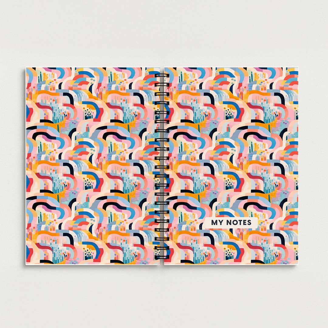 Colourful Abstract City Spiral Notebook A5 Lined Journal for Creative Writing