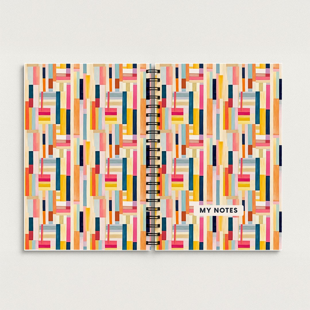 Colourful Abstract Stripes A5 Spiral Notebook, Lined Journal for School and Work